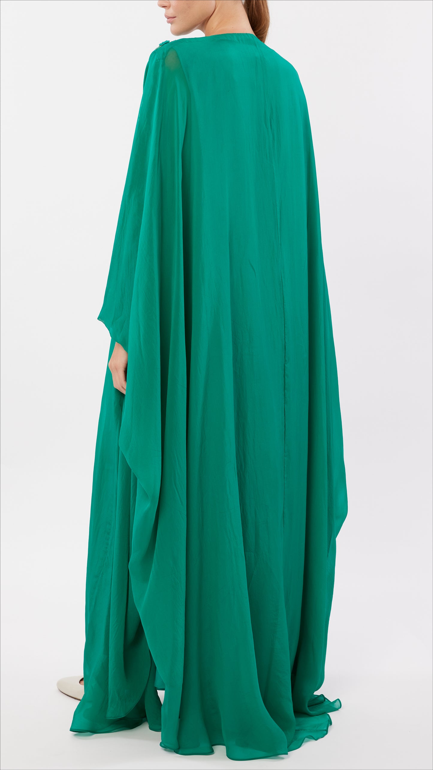 Palm Tree Embroidered Caftan Coat Ensemble