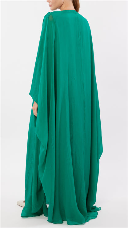 Palm Tree Embroidered Caftan Coat Ensemble