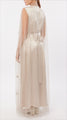 Cord Flower Embellished Tulle Cape and Wrap-Waist Inner Dress