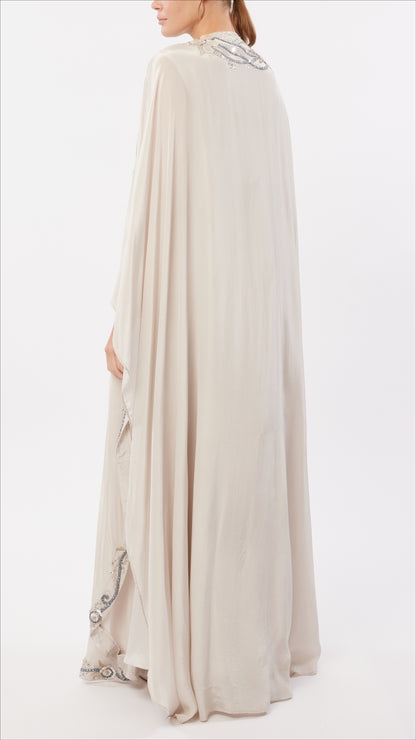Mother of Pearl Embellished Front Open Caftan