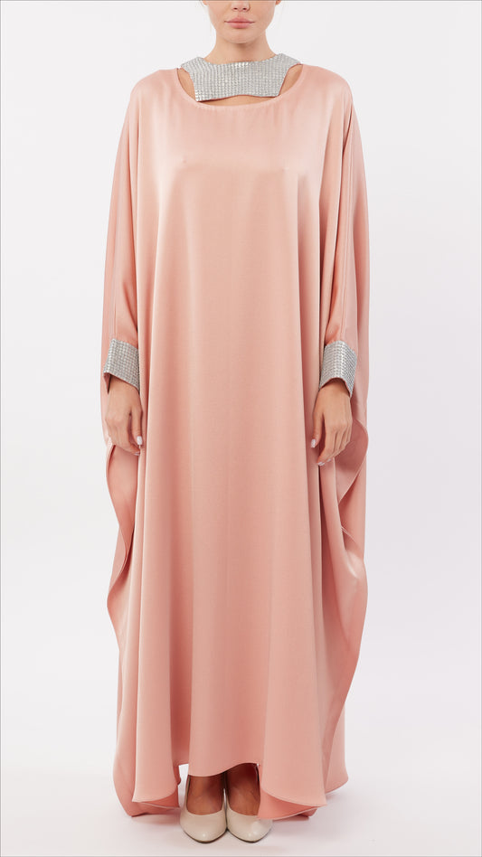 Embellished Cut-Out Neck and Sleeve Caftan