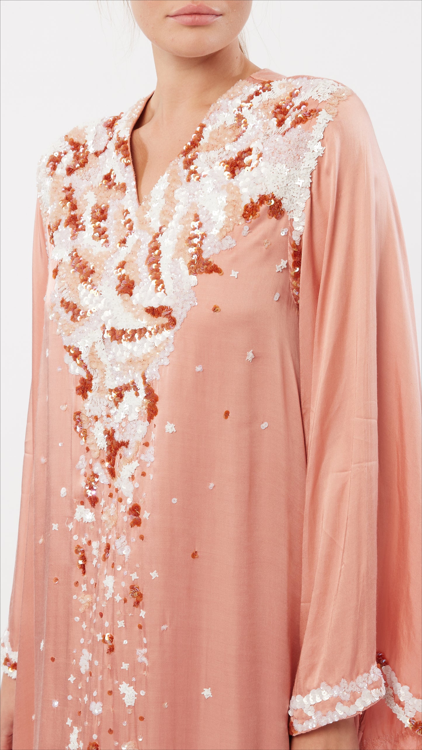 Abstract Sequin Embellished V-Neck Dress