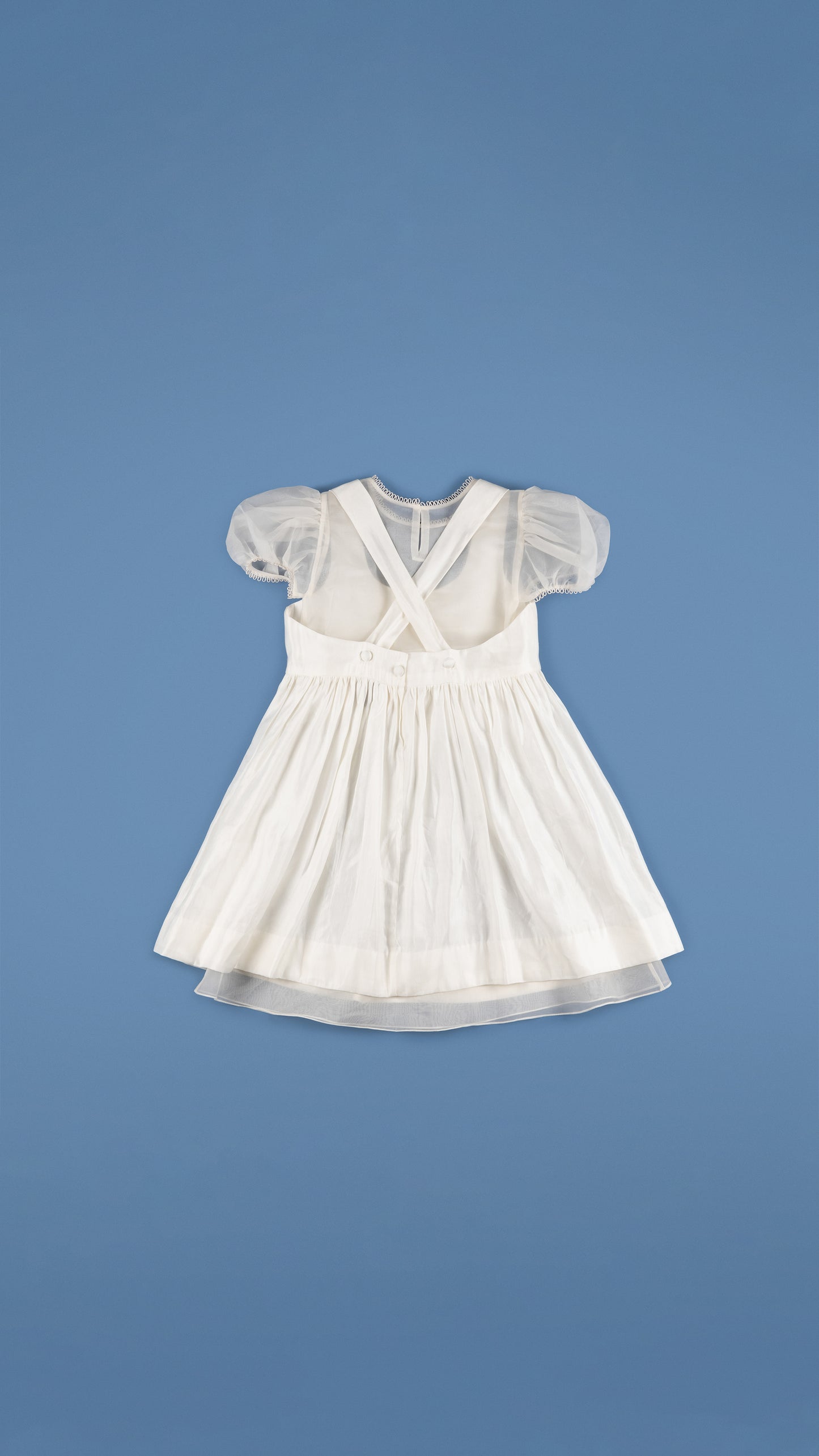 PINAFORE MIDI-DRESS WITH PUFFED-SLEEVE INNER DRESS