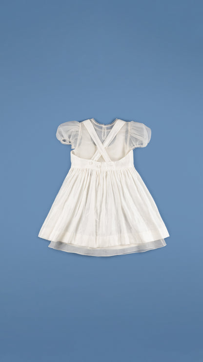 PINAFORE MIDI-DRESS WITH PUFFED-SLEEVE INNER DRESS