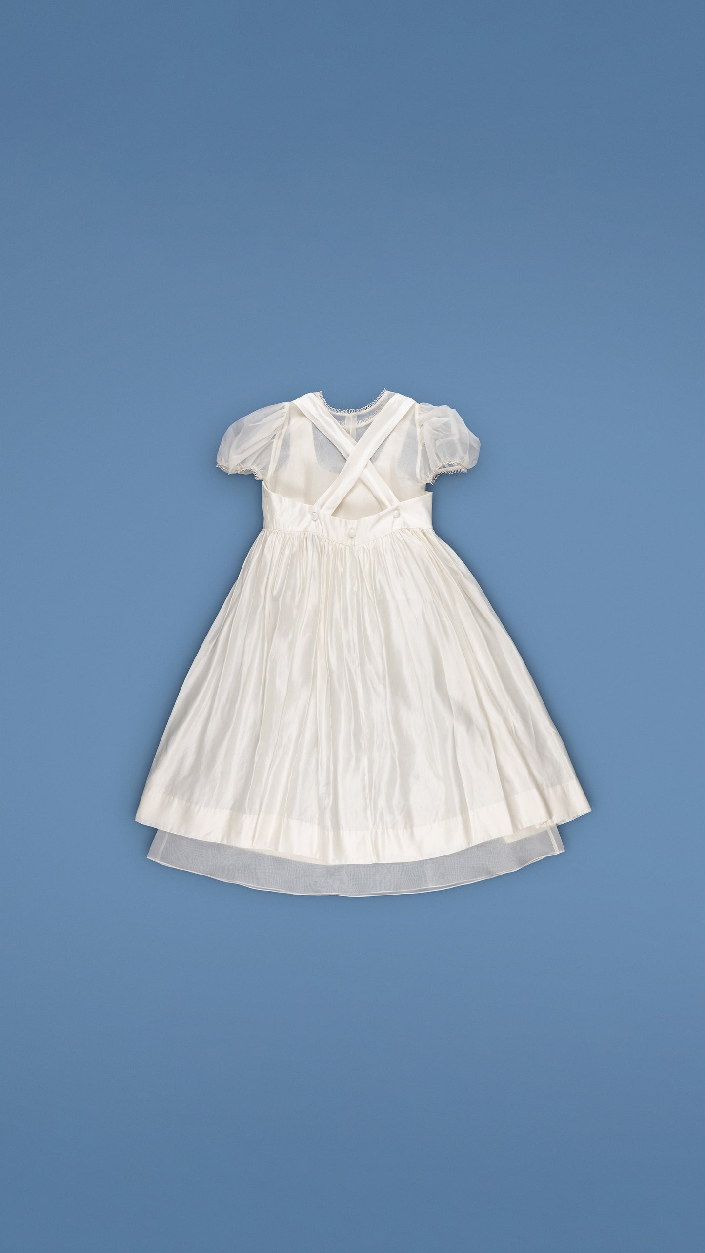 PINAFORE LONG DRESS WITH PUFFED-SLEEVE INNER DRESS