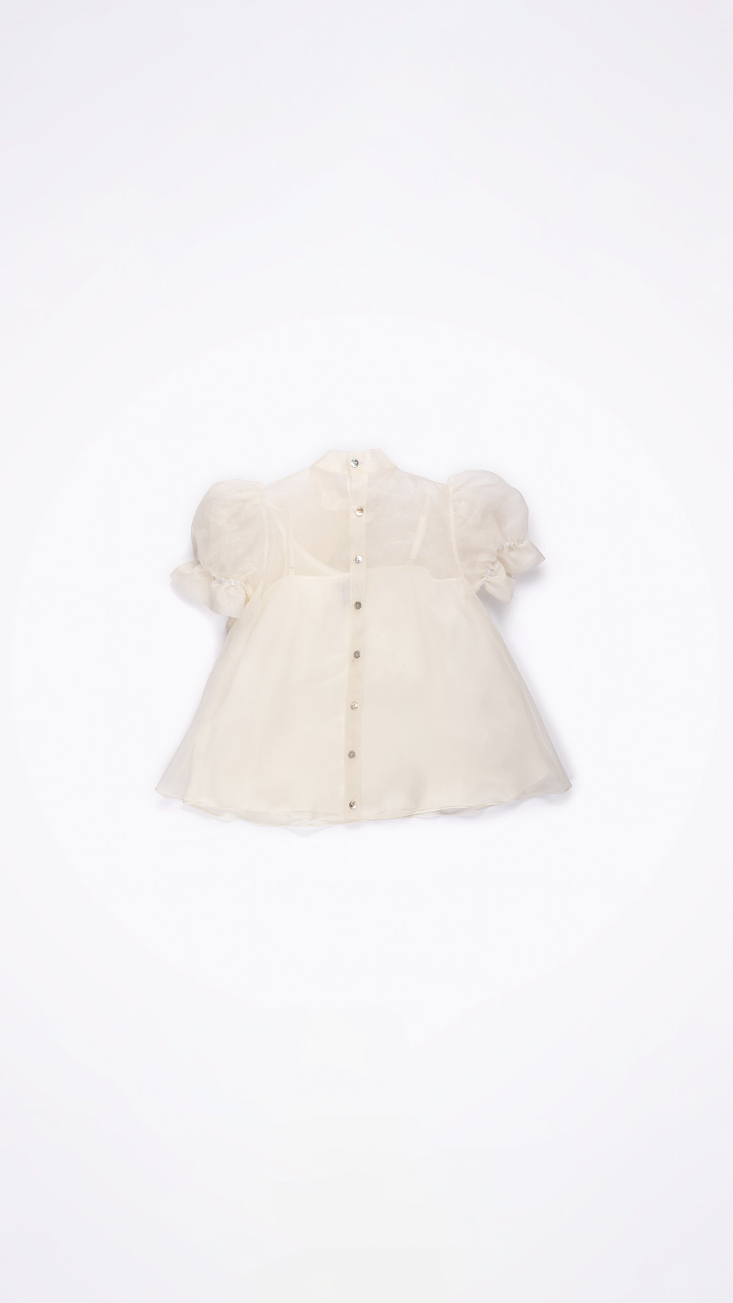 PUFFED SLEEVE BOW TIE-UP DETAIL TOP WITH STRAPPY INNER TOP