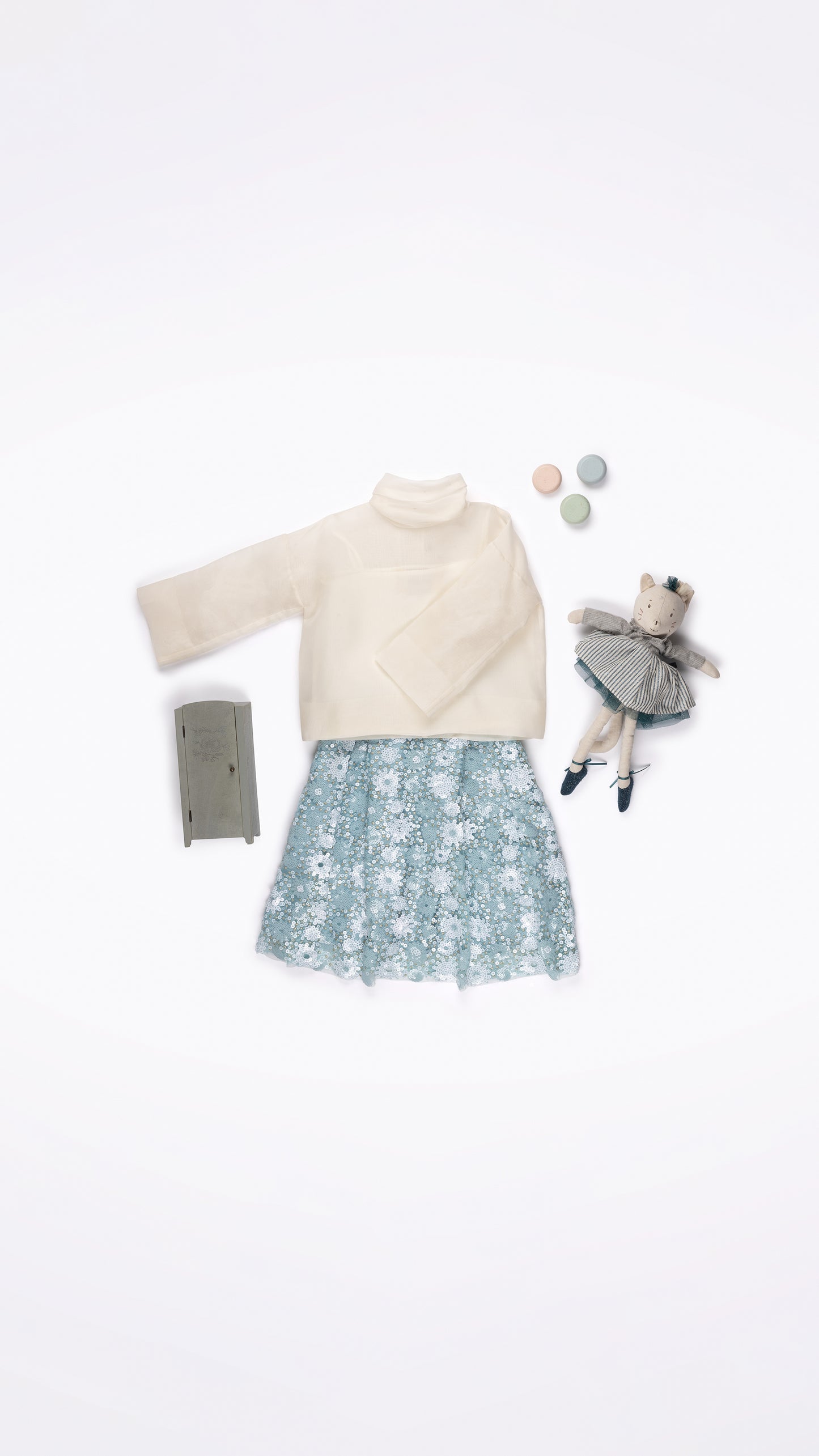 ALL-OVER SEQUIN EMBELLISHED BOX PLEATED SKIRT