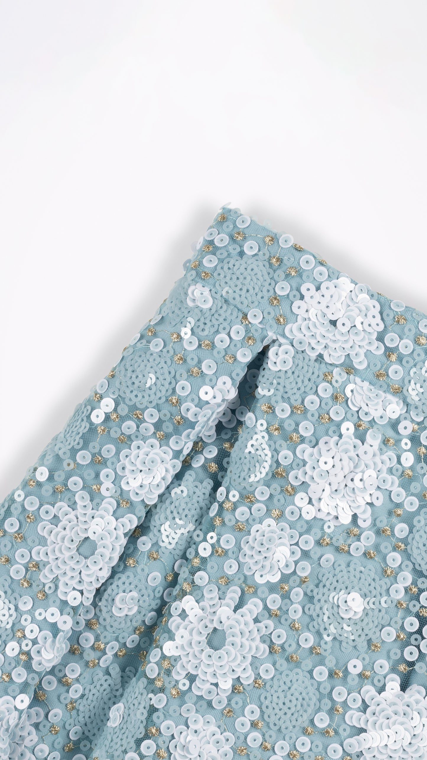 ALL-OVER SEQUIN EMBELLISHED BOX PLEATED SKIRT