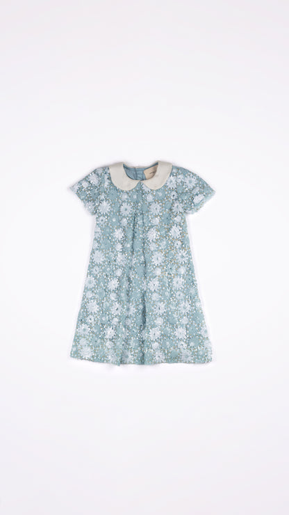 ALL-OVER SEQUIN EMBELLISHED PETER PAN COLLAR DRESS