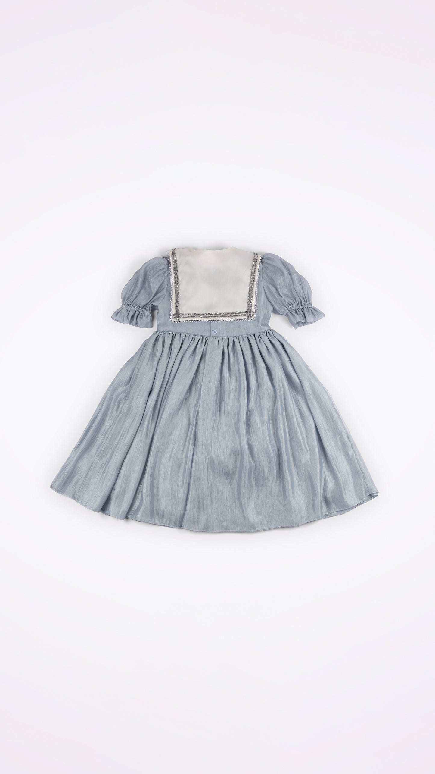 EMBELLISHED SAILOR COLLAR PUFFED SLEEVE DRESS