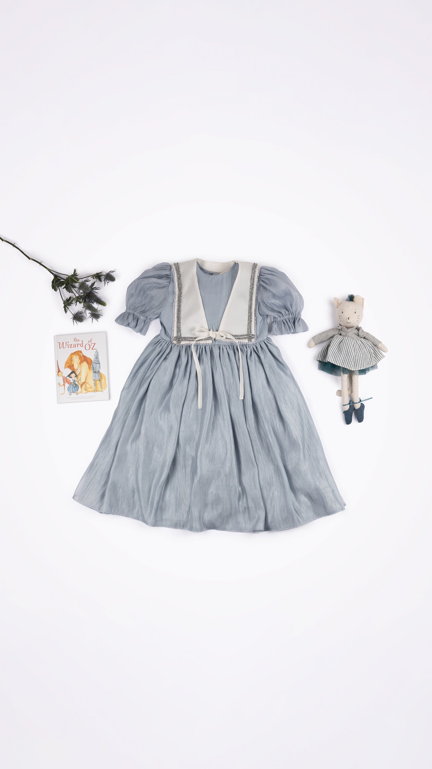 EMBELLISHED SAILOR COLLAR PUFFED SLEEVE DRESS