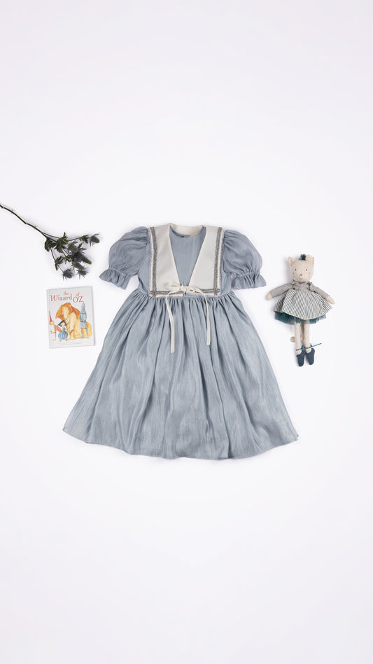 EMBELLISHED SAILOR COLLAR PUFFED SLEEVE DRESS