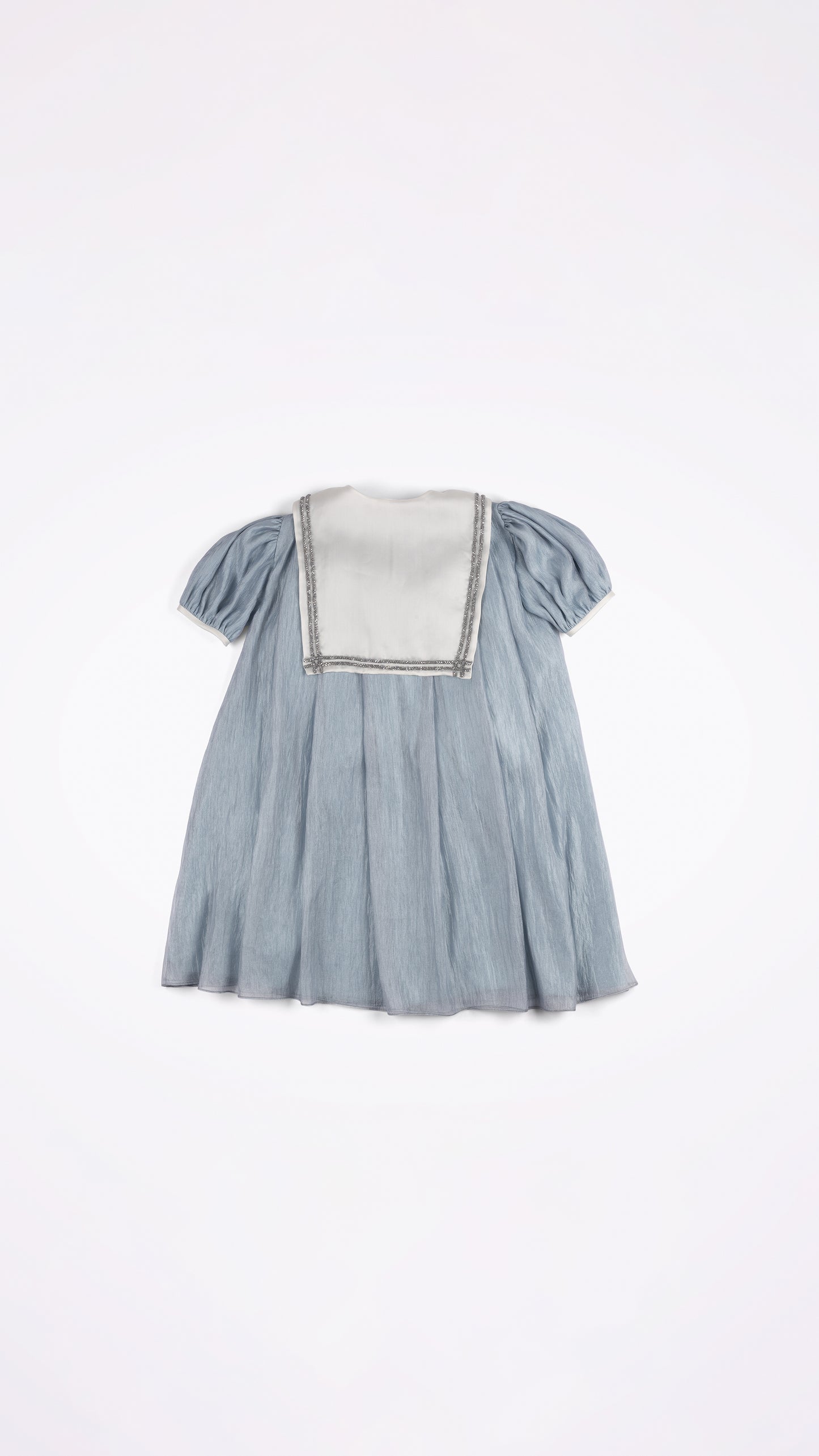 EMBELLISHED SAILOR COLLAR DETAIL PLEATED DRESS