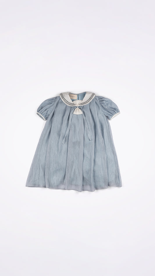 EMBELLISHED SAILOR COLLAR DETAIL PLEATED DRESS
