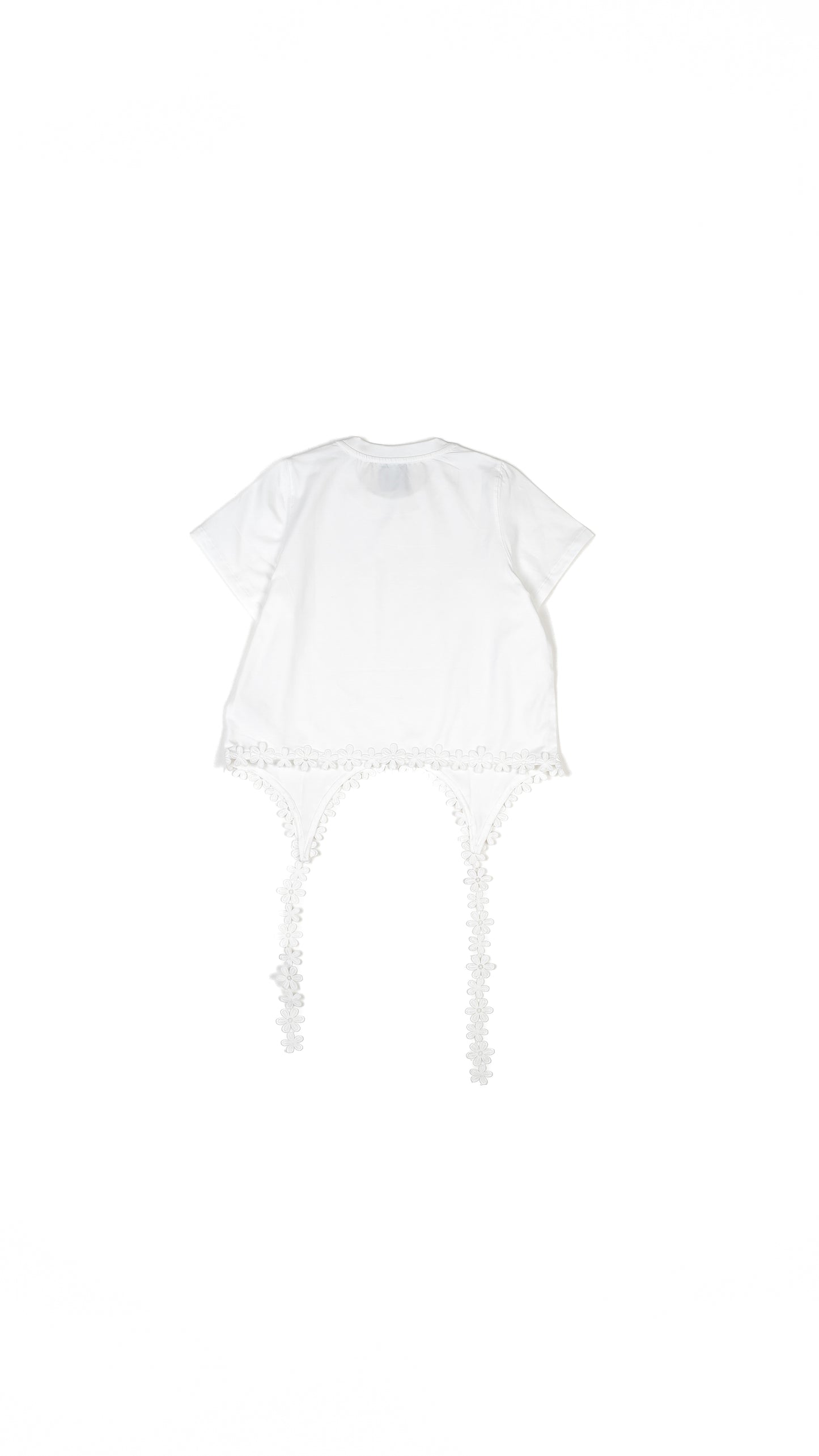Floral Lace Hem Tie-Up Detail T-shirt