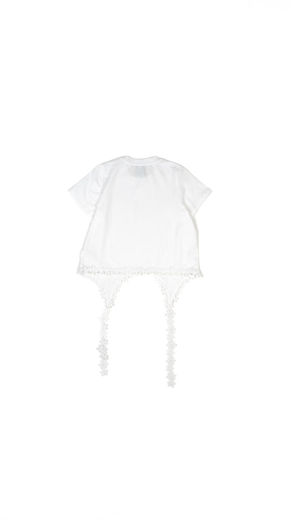 Floral Lace Hem Tie-Up Detail T-shirt