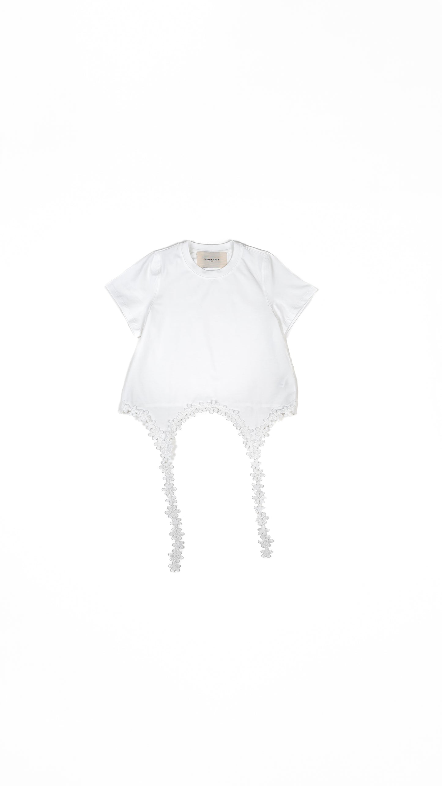 Floral Lace Hem Tie-Up Detail T-shirt