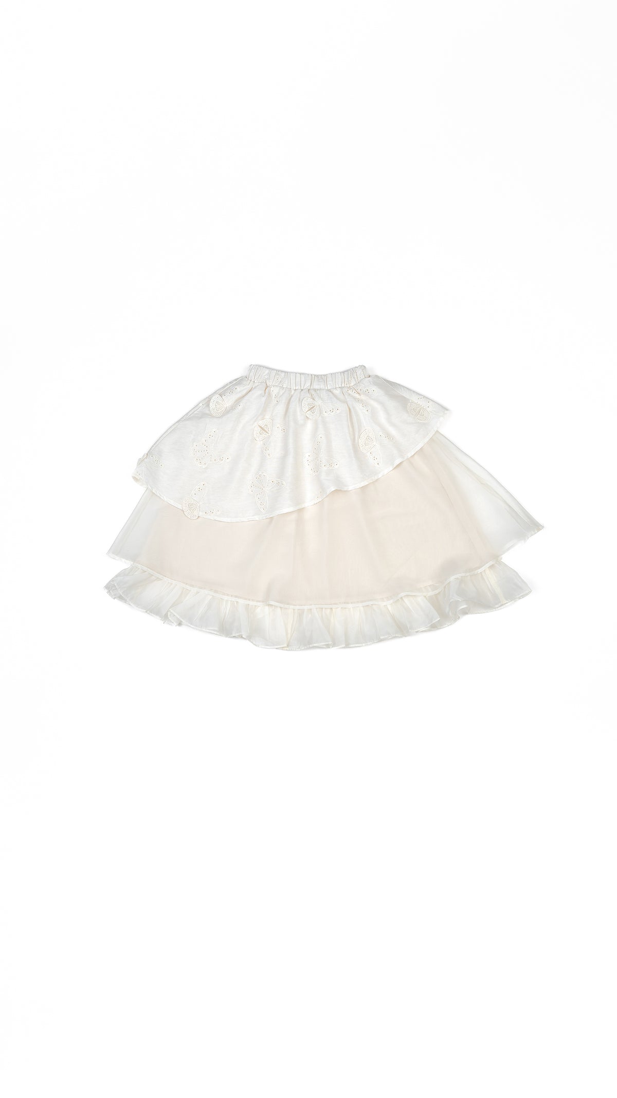Butterfly Lace Applique Layered Skirt