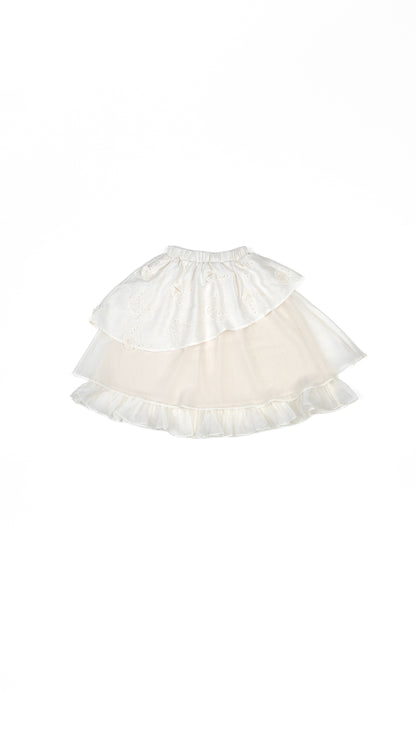 Butterfly Lace Applique Layered Skirt