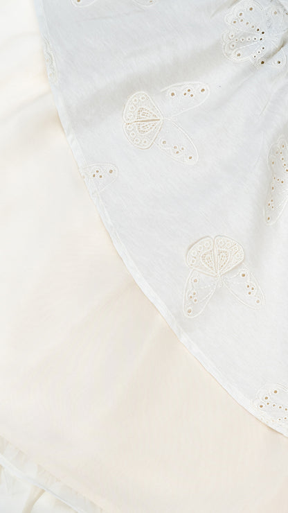 Butterfly Lace Applique Layered Skirt
