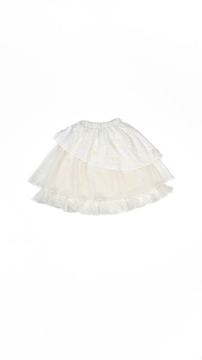 Butterfly Lace Applique Layered Skirt