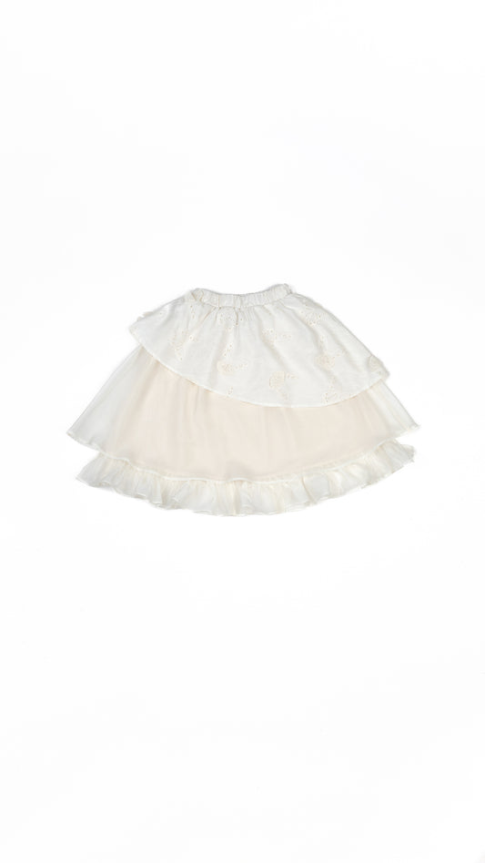 Butterfly Lace Applique Layered Skirt