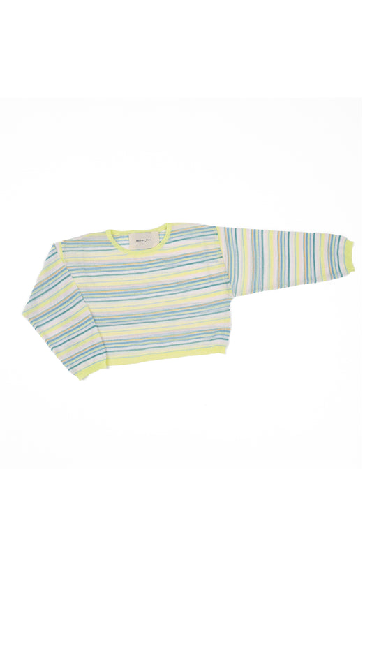 Buckle Strap Pinafore & Striped Knit Top Set