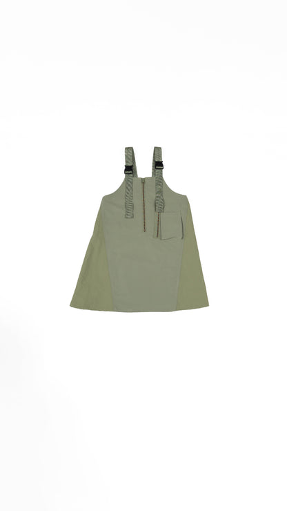 Buckle Strap Pinafore & Striped Knit Top Set
