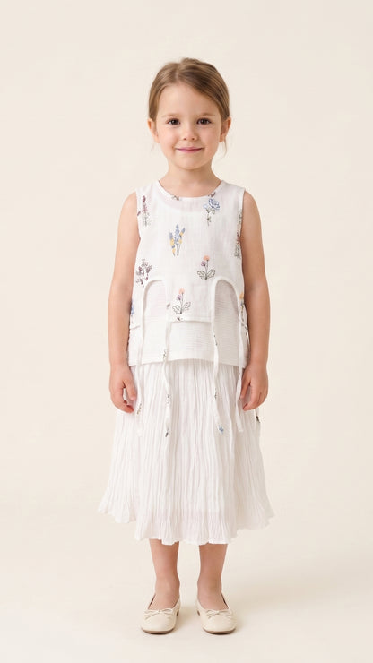 Floral Embroidered Tie-Up Detail Top Set
