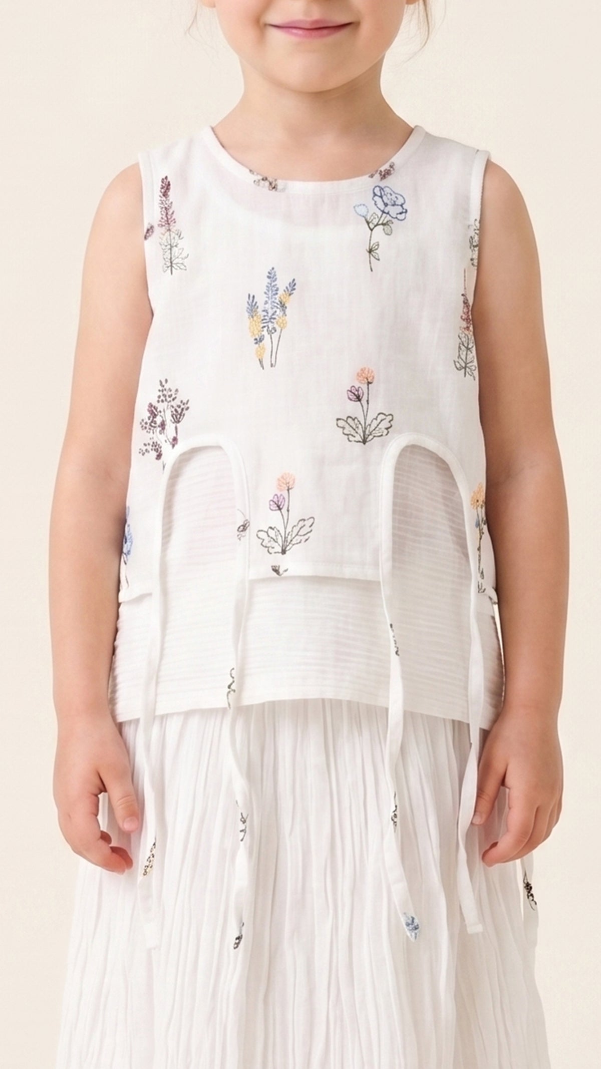 Floral Embroidered Tie-Up Detail Top Set