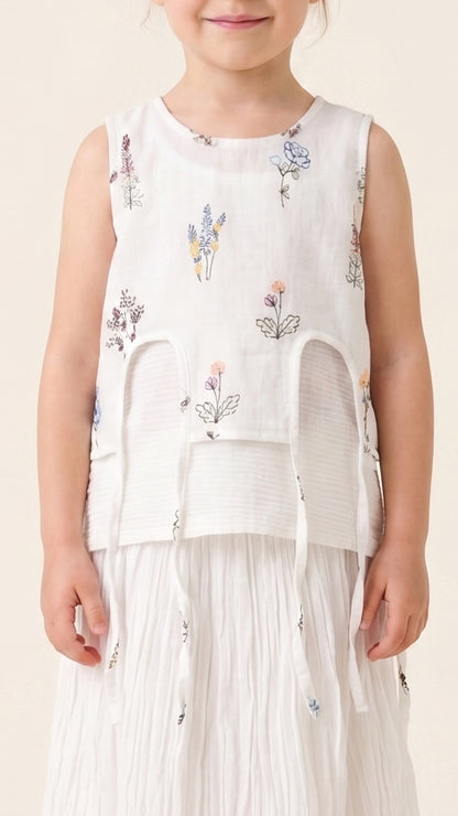 Floral Embroidered Tie-Up Detail Top Set