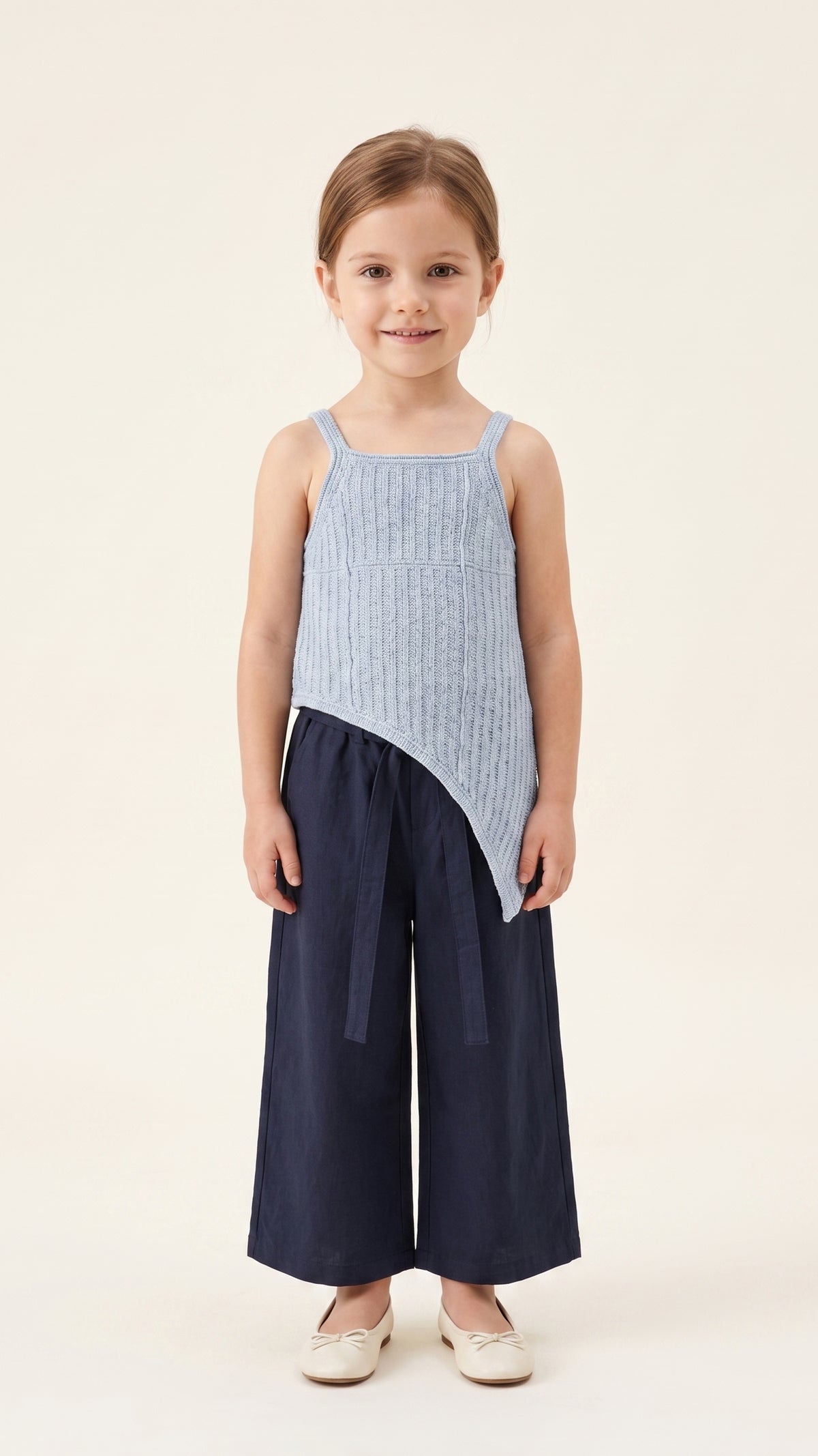 Asymmetric Fine-Knit Cami Top