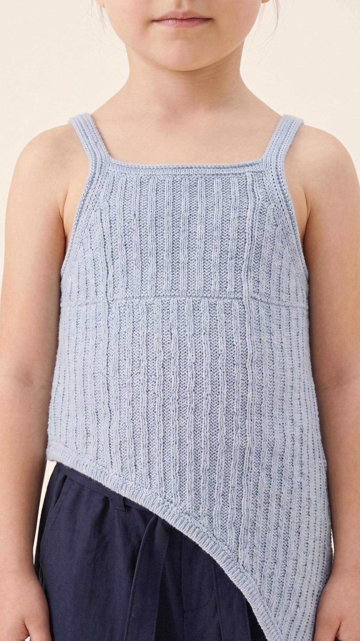 Asymmetric Fine-Knit Cami Top