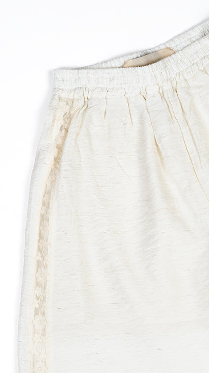 Floral Insert Lace Detail Wide Leg Pants