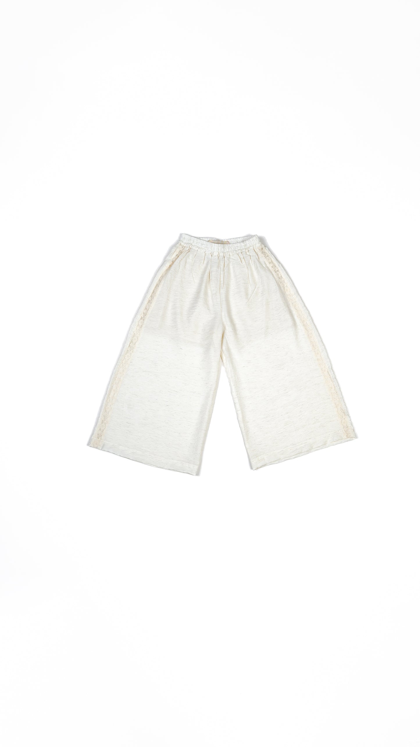Floral Insert Lace Detail Wide Leg Pants
