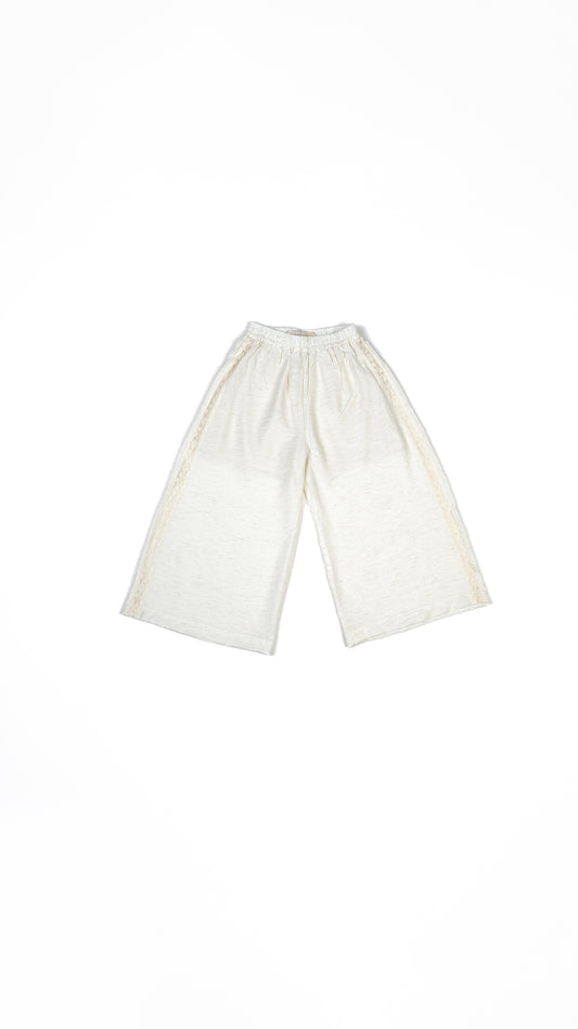 Floral Insert Lace Detail Wide Leg Pants