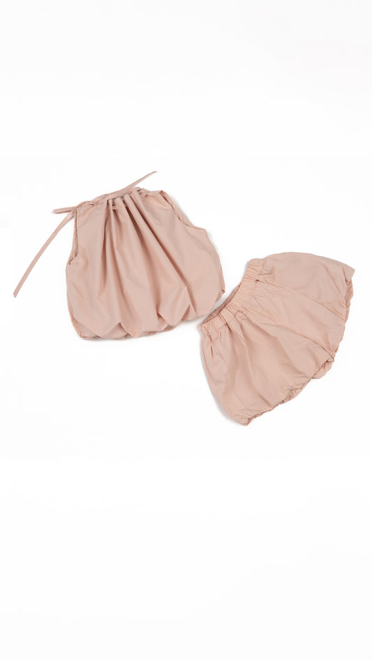 Tie-Up Neck Detail Balloon Top & Shorts