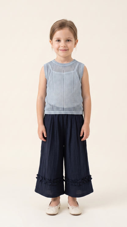 Ruffle Hem Pleated Culottes