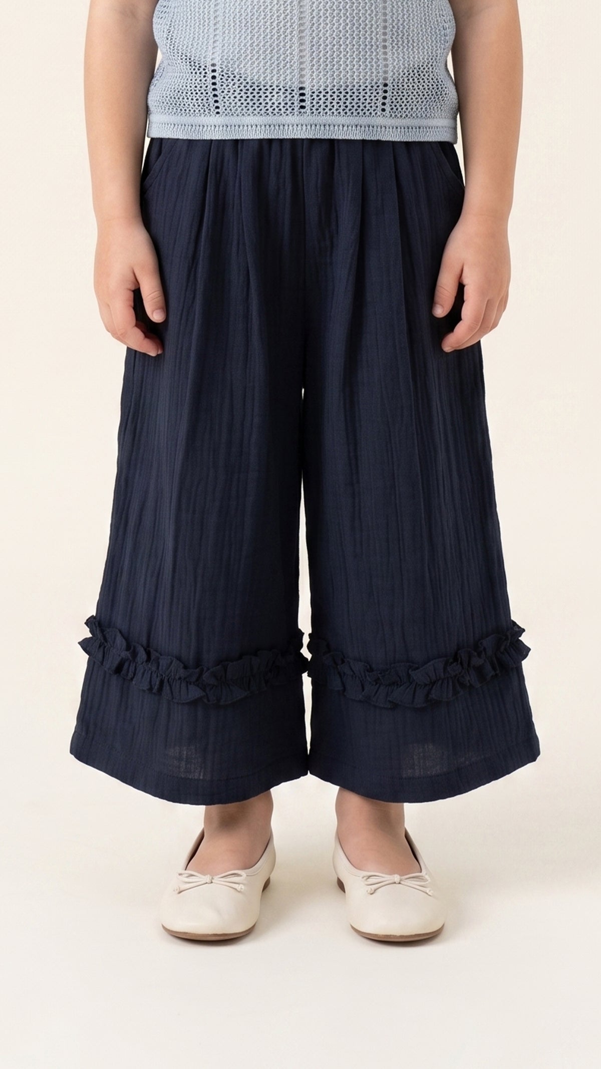 Ruffle Hem Pleated Culottes