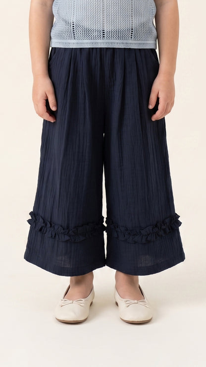 Ruffle Hem Pleated Culottes