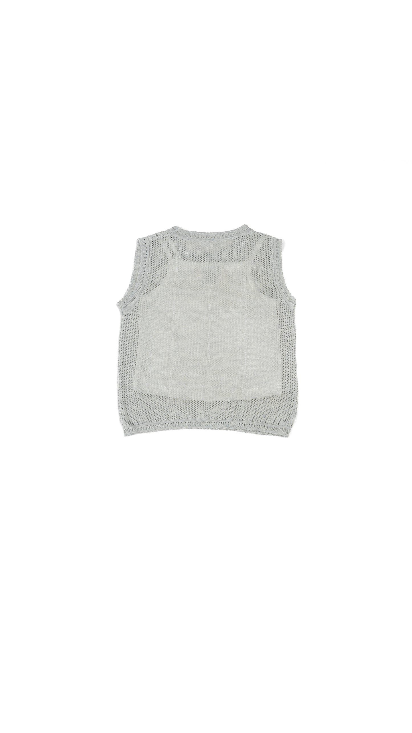 Open-Weave Knit Vest & Cami Set in Grey