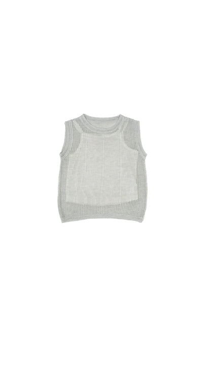 Open-Weave Knit Vest & Cami Set in Grey