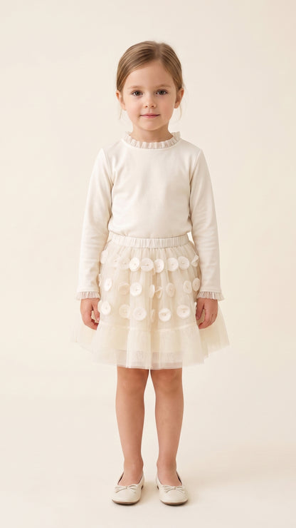Abstract Floral Applique Skirt