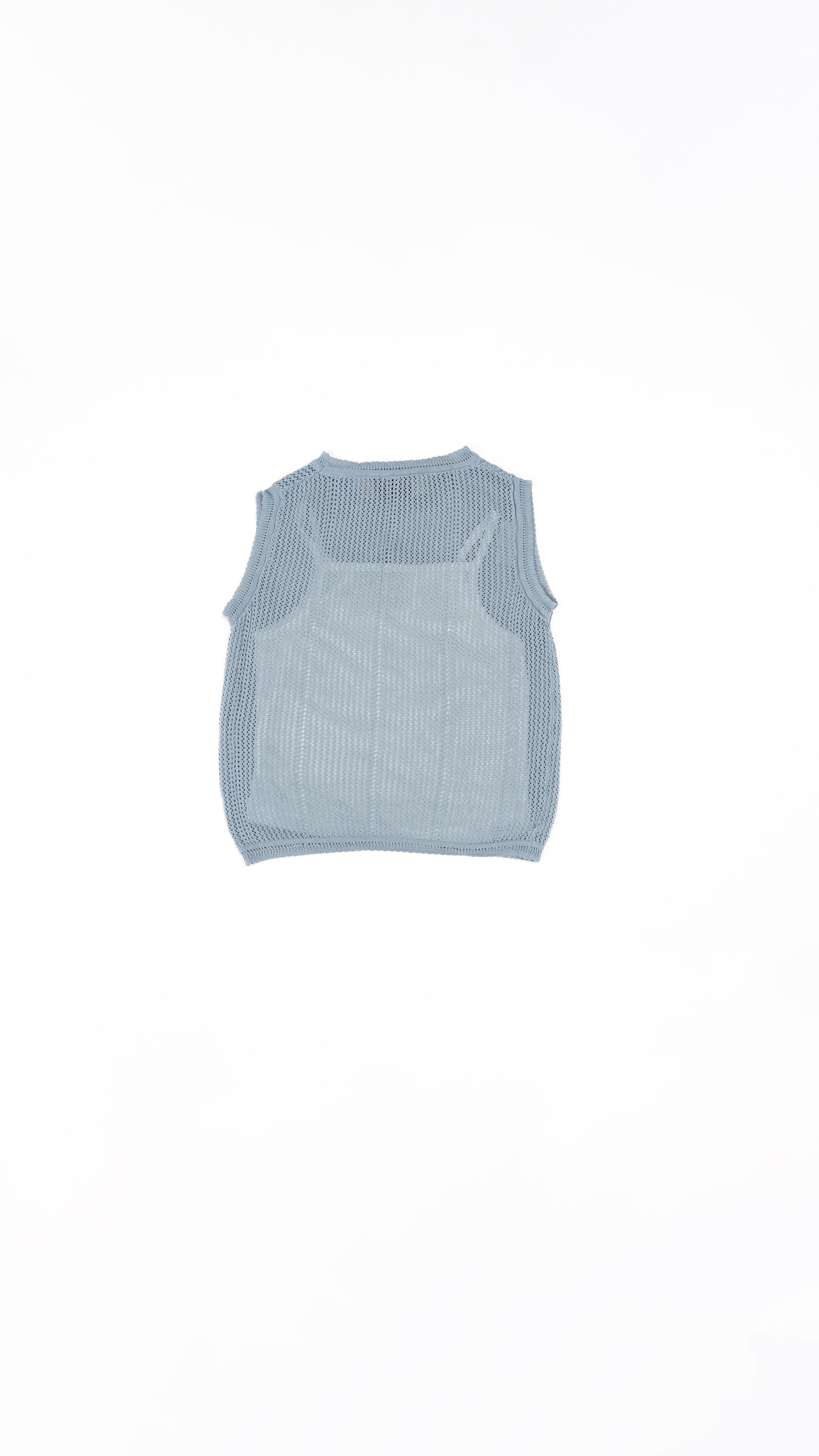 Open-Weave Knit Vest & Cami Set in Blue