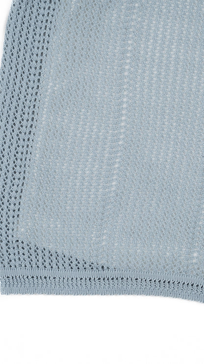Open-Weave Knit Vest & Cami Set in Blue