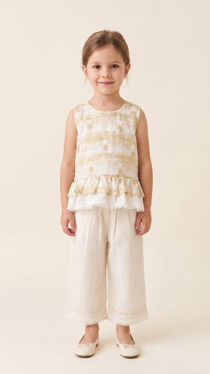 Floral Embroidered Ruffle Hem Top