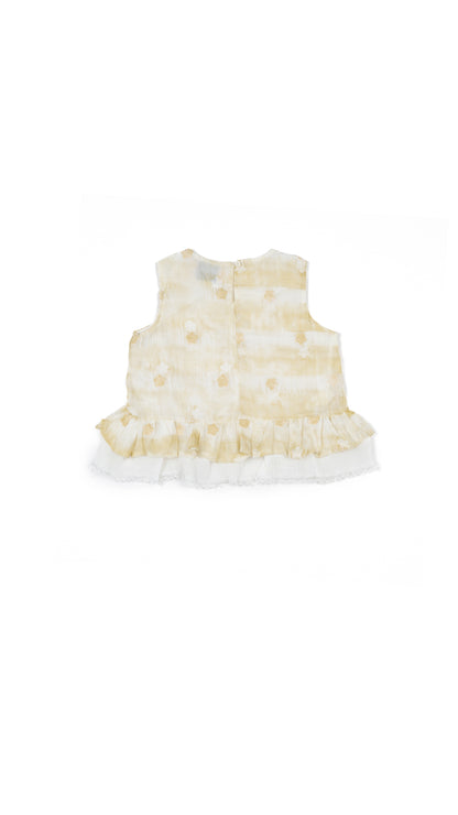 Floral Embroidered Ruffle Hem Top