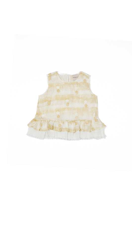 Floral Embroidered Ruffle Hem Top