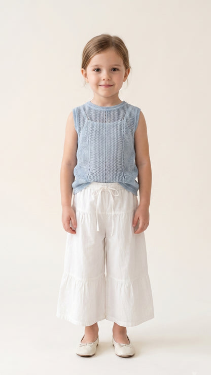 Drop-Yoke Wide-Leg Culottes