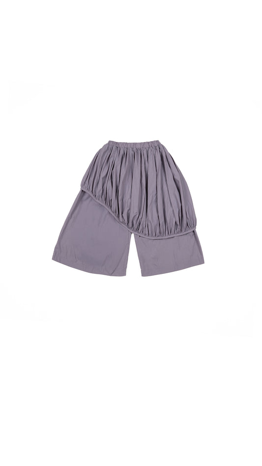 Asymmetric Draped Overlay Balloon Culottes in Mauve